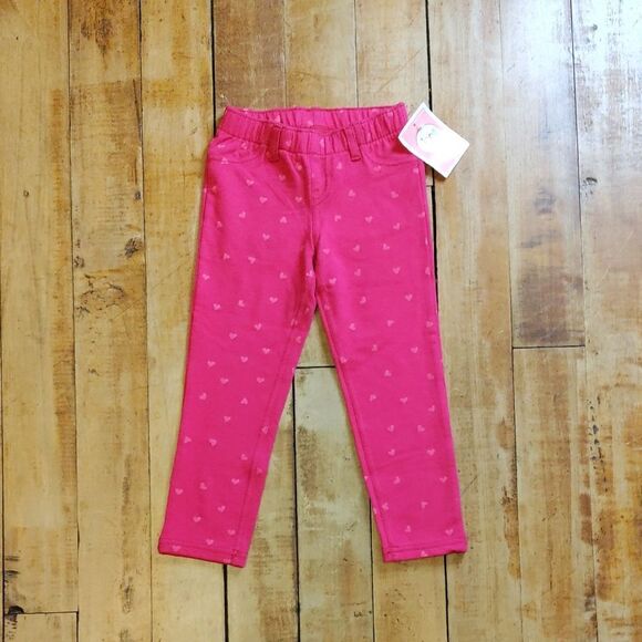 Pink Jeggings 4T Cotton Heart Patterned New With Tags Spring Summer - Picture 1 of 7